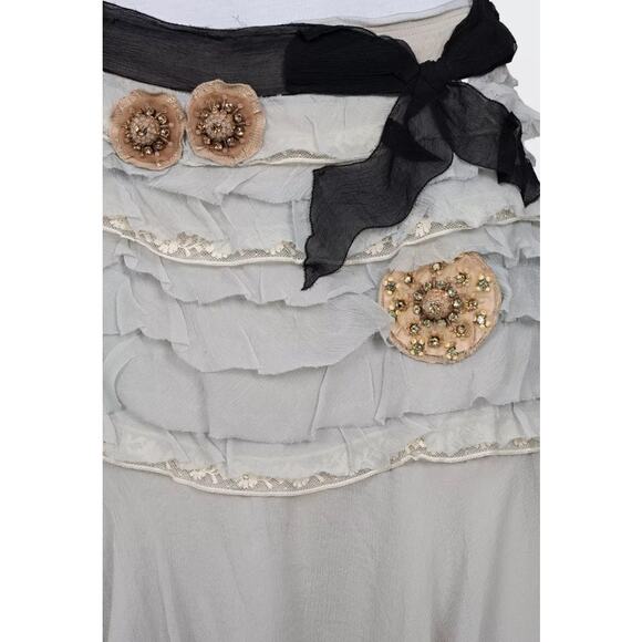 Prada Ruffled Light Blue Skirt with Crystal Brooch Sz.42/ M - Picture 4 of 4